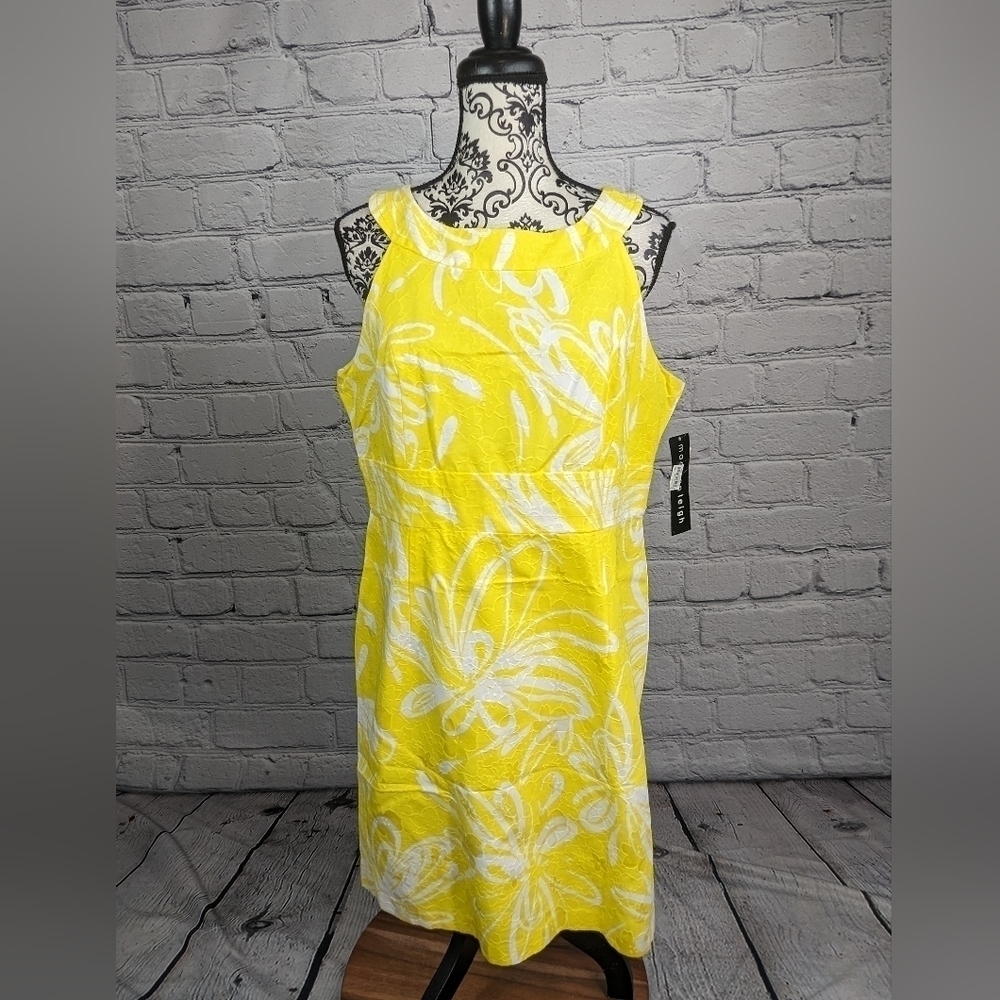 Madison Leigh sleeveless size 16 floral print zip back lined dress NWT bb16